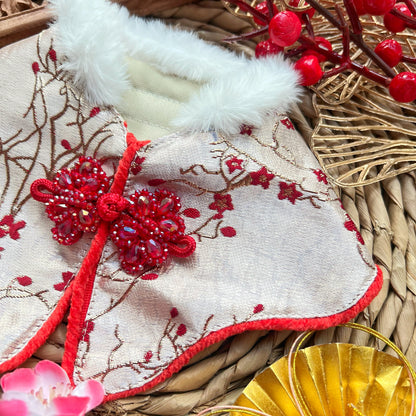 Red Plum Blossom Qipao 中式酒紅色梅花披肩