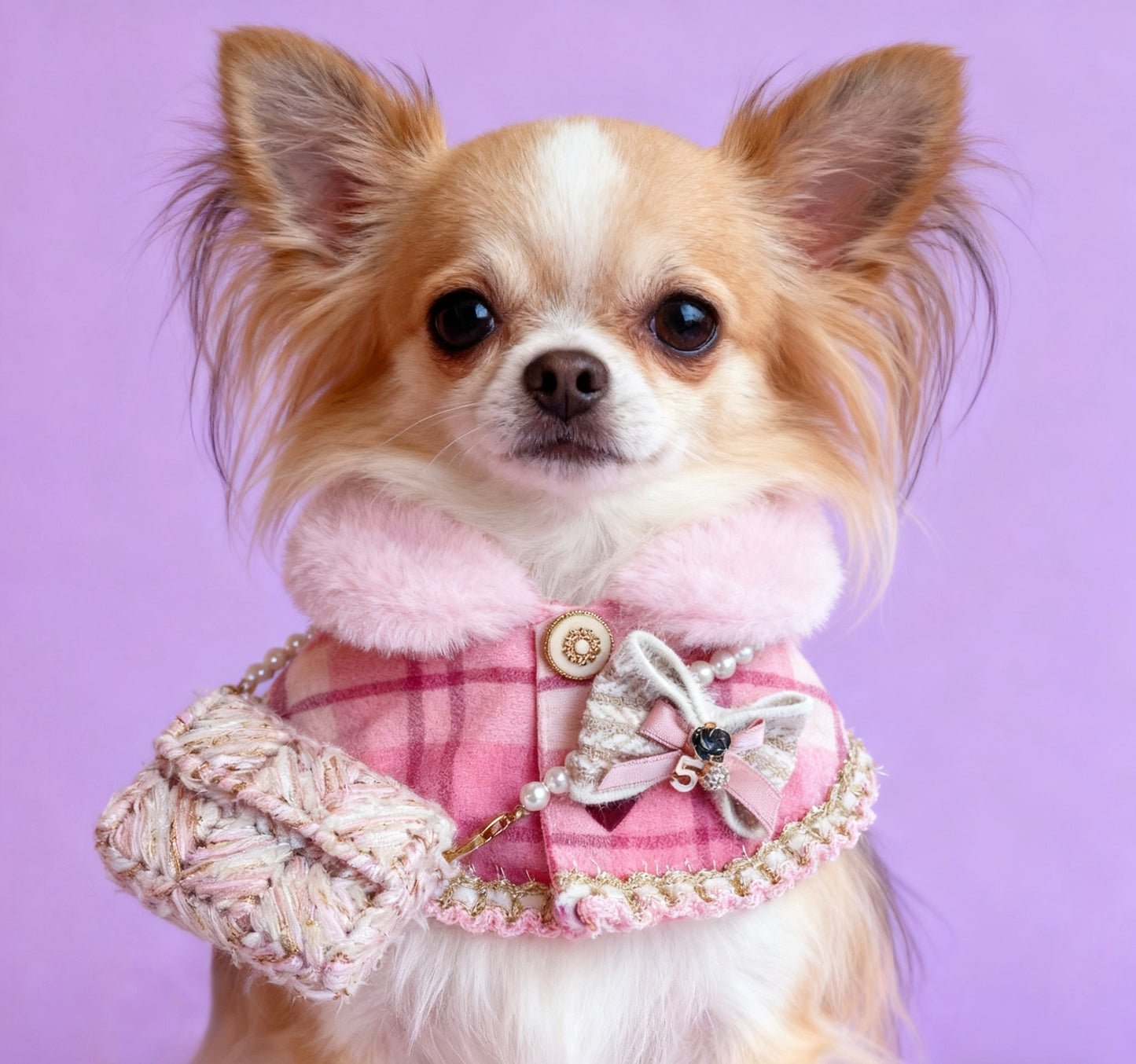 Pink Beauty Fuzzy Cape (With Bag) 粉紅佳人毛毛披肩圍巾（配包包）