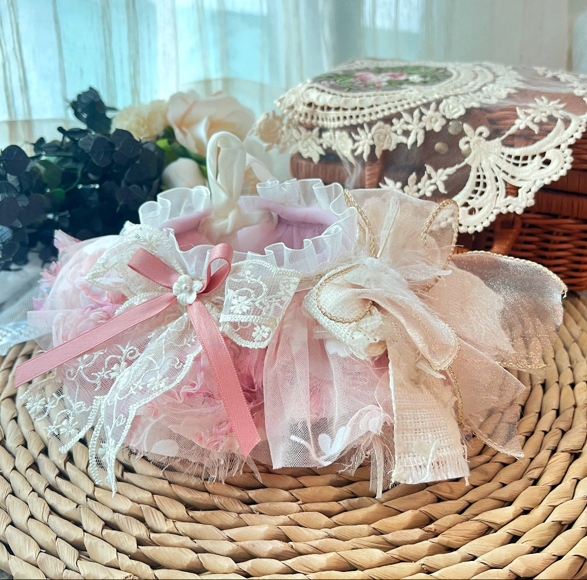 Pink Flowered Fairy Scarf 春田花花粉紅小仙圍巾