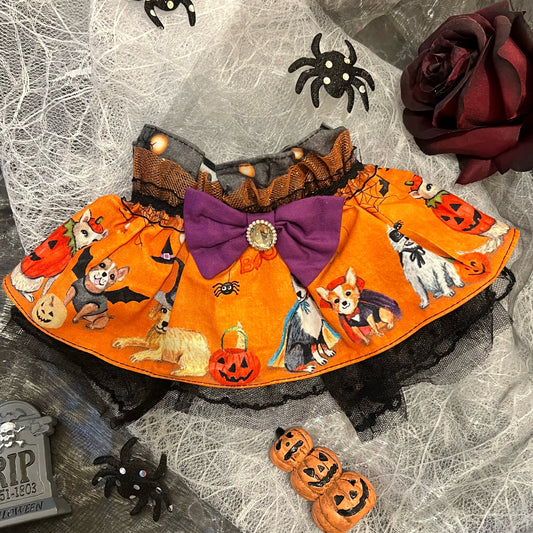 Halloween Party Lace Pet Scarf - Orange