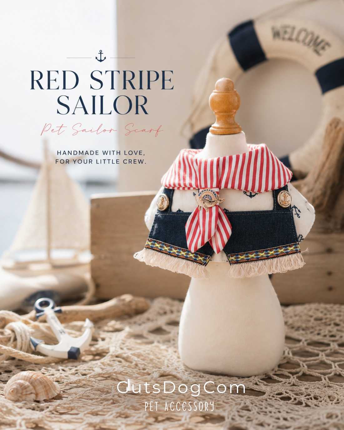 Red Stripes Sailor Scarf