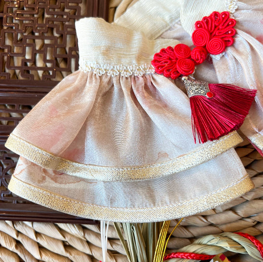 Goldfish Chinese Tulle Shawl Pet Scarf - Champagne Gold product image 2 | GutsDogCom