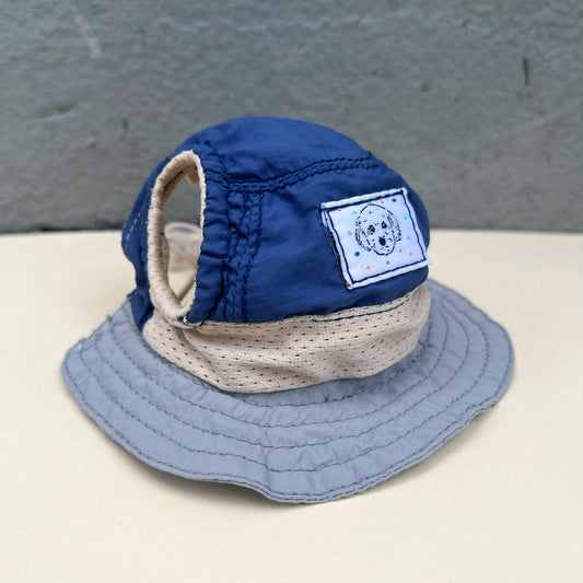 Navy grey beige pet bucket hat for cats and dogs | GutsDogCom