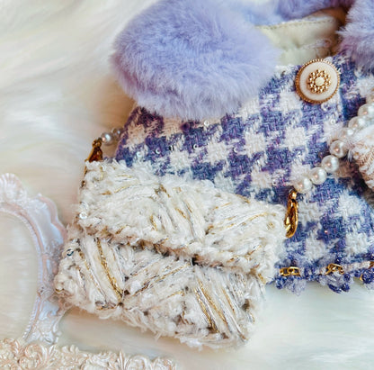 Purple Beauty Fuzzy Cape（With Crochet Bag) 紫蝶夫人毛毛披肩圍巾（配包包）