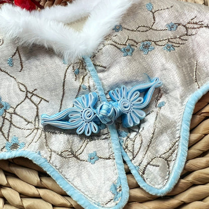 Sky Blue Plum Blossom Qipao 中式天藍色梅花披肩