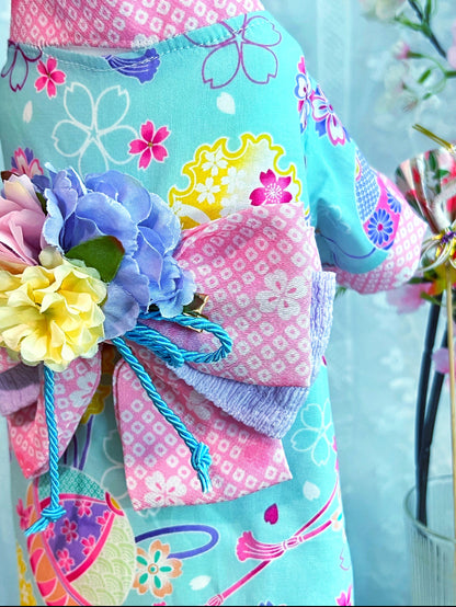 Gion Matsuri Pale Blue Yukata 夏日祭煙火大會之粉藍浴衣