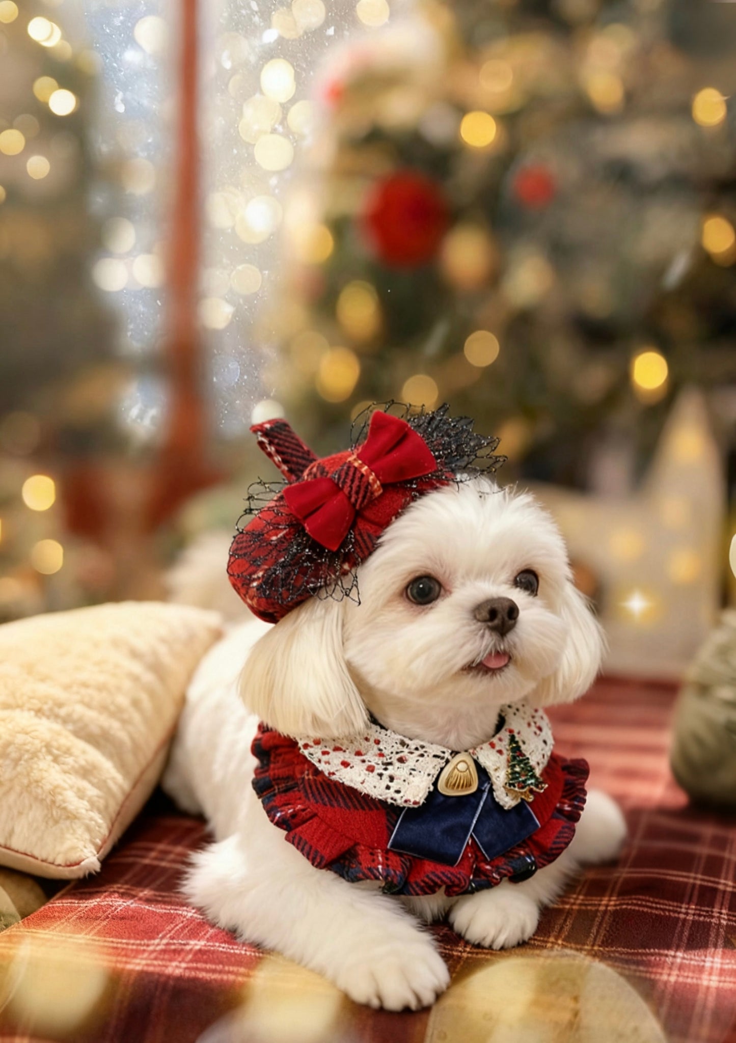 Classic Red Checkered Pleated Skirt Scarf 經典紅格百摺圍巾（女裝）