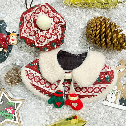 Christmas Cape with Gloves 聖誕掛頸手套毛毛圍巾