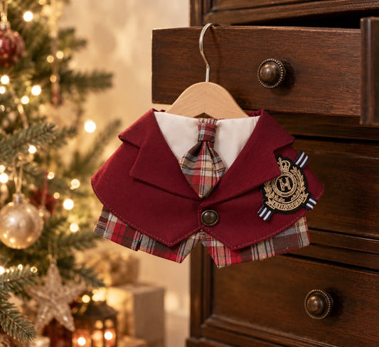 (Pre-order) Noël Tartan Academy – Burgundy Gentleman Scarf