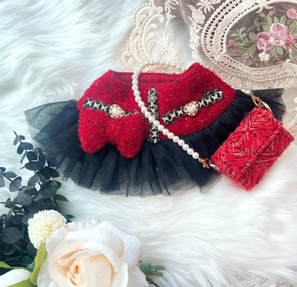 GDC0935 優雅酒紅小香風圍巾