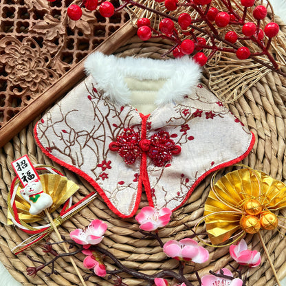Red Plum Blossom Qipao 中式酒紅色梅花披肩