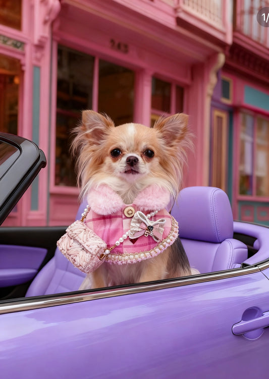 Pink Beauty Fuzzy Cape (With Bag) 粉紅佳人毛毛披肩圍巾（配包包）