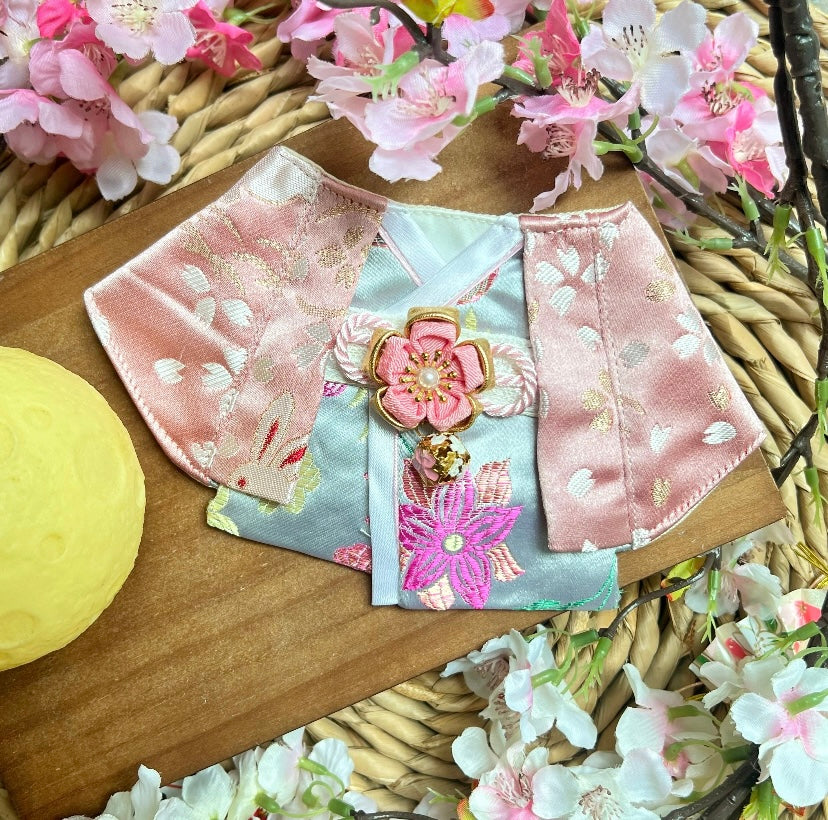 Sakura with Jade Rabbit Kimono Scarf 祭典月兔伴櫻花和服圍巾