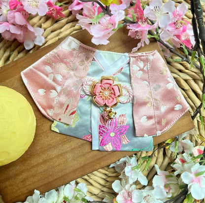 Sakura with Jade Rabbit Kimono Scarf 祭典月兔伴櫻花和服圍巾
