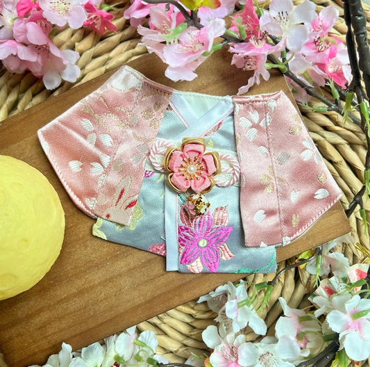 Sakura with Jade Rabbit Kimono Scarf 祭典月兔伴櫻花和服圍巾