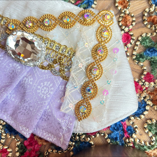 Kun Shi Women's Thai Scarf (Pink + Gold & Purple) product image 2 | GutsDogCom