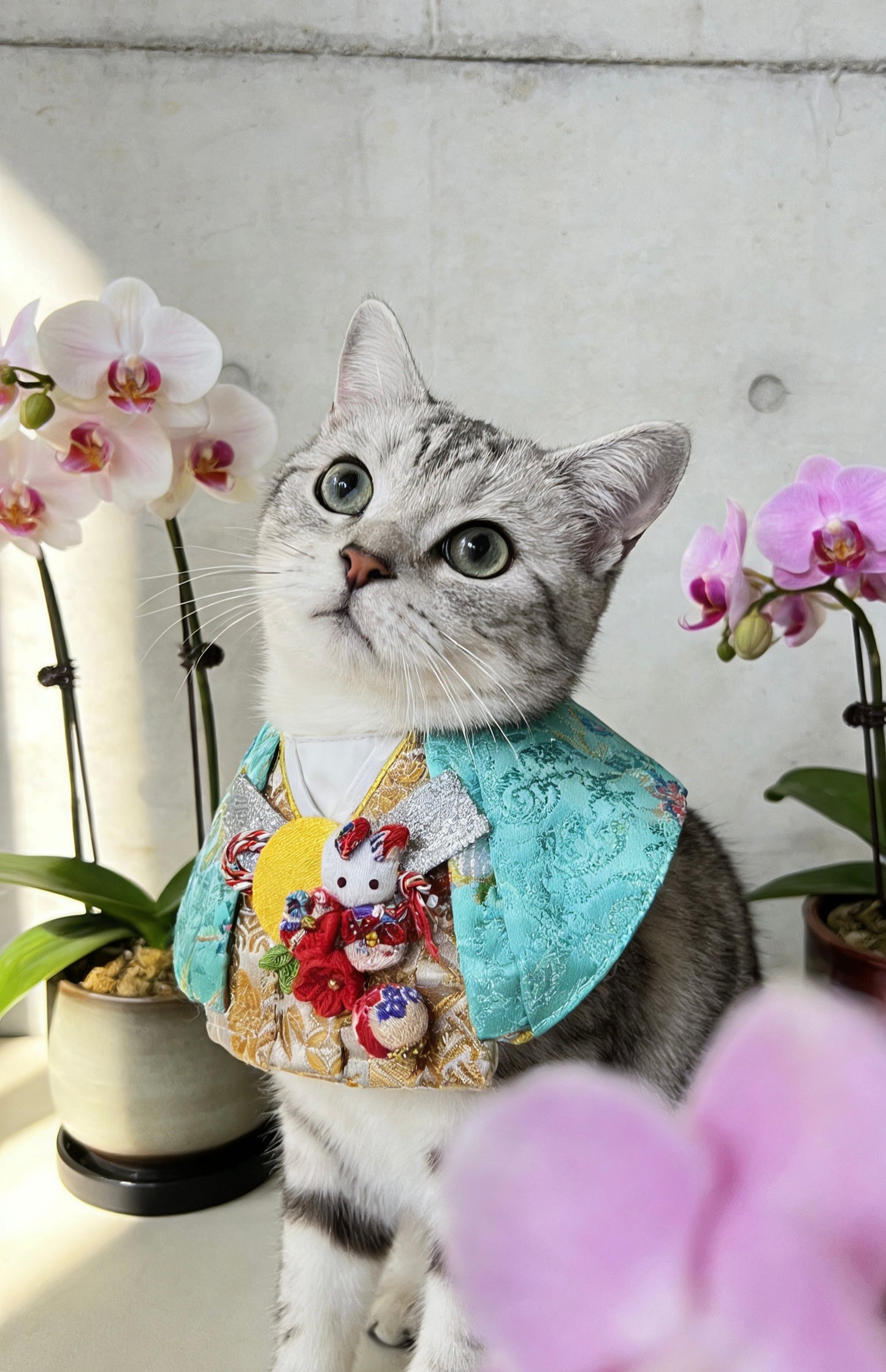 Moonhare Nishiki Kimono Scarf (Men's) 月兔錦領和服圍巾 （男款）