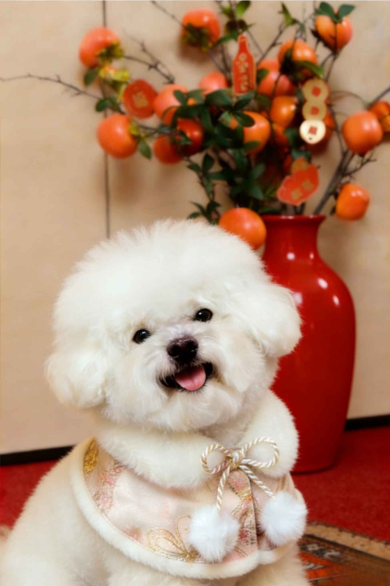 Golden Thread Flower Love Fur Shawl (Apricot) 金線花之戀毛毛披肩（杏色）
