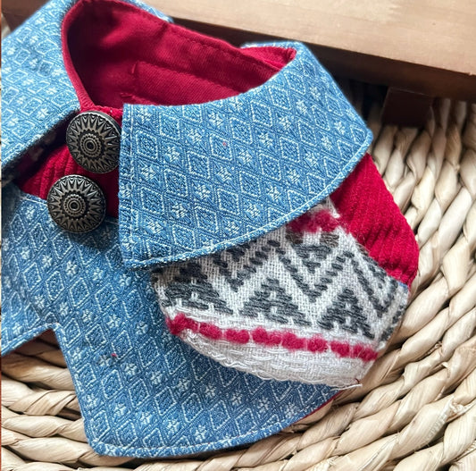 Embossed Denim Ethnic Pet Scarf product image 2 | GutsDogCom