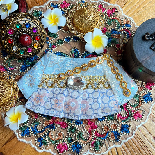 Kun Shi Women's Thai Scarf (Light Blue + Gold Purple) Kun Shi女泰服圍巾  (淺藍+金紫色)