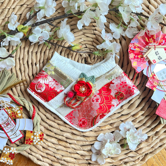 GDC0555 紅花和服領巾（紅色）