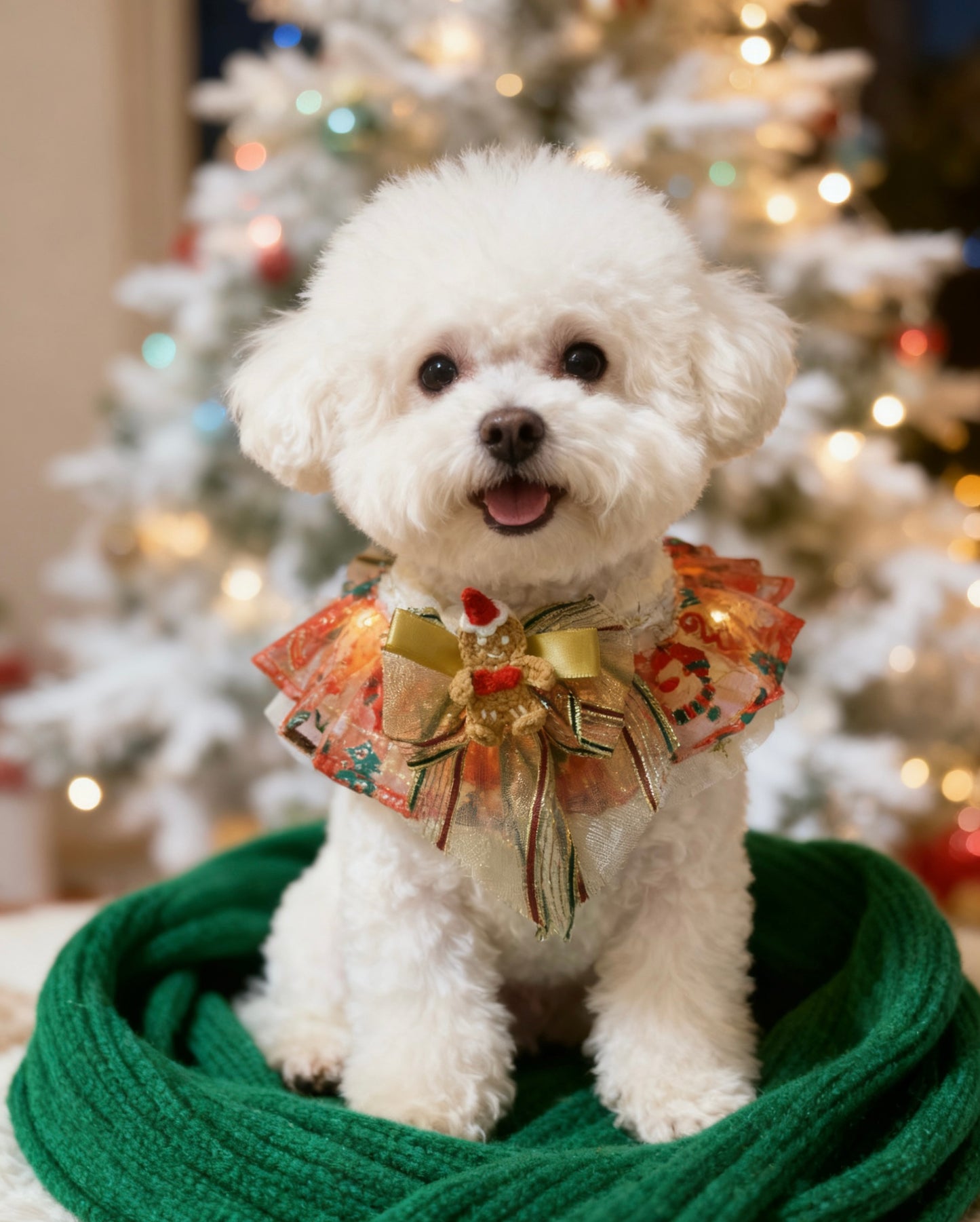 GDC0732 閃燈薑餅人聖誕紗紗圍巾