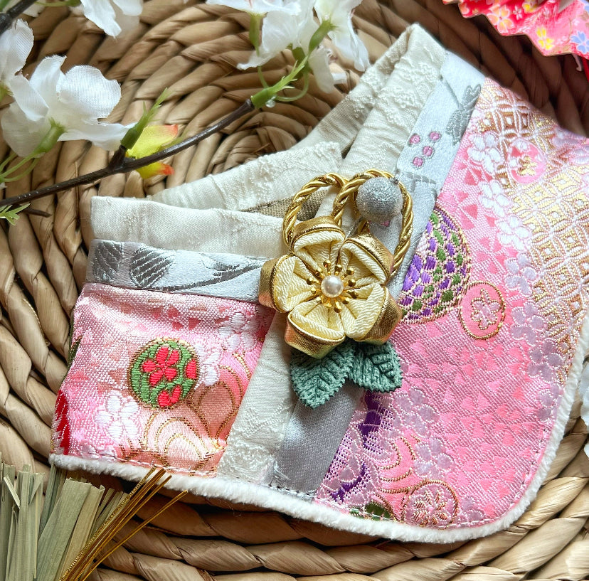 GDC0556 黃花和服領巾（淺粉紅色）