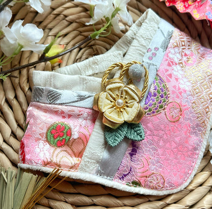 GDC0556 黃花和服領巾（淺粉紅色）