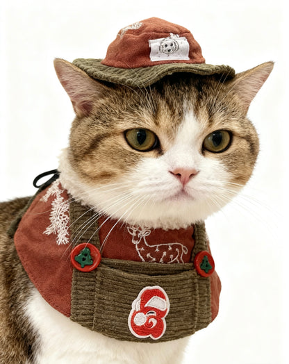 Brick Red Embroidered Deer Worker Pants Scarf (Choose your own letters) 綉紅色聖誕刺繡鹿工人褲圍巾（自選字母）