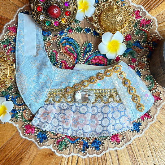 Kun Shi Women's Thai Scarf (Light Blue+Gold Purple) product image 2 | GutsDogCom