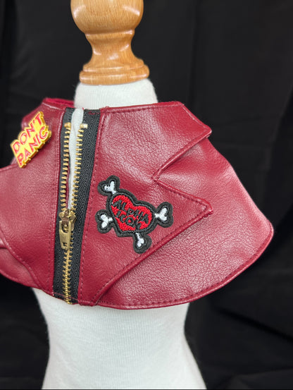 GDC0676 	Rock友皮褸圍巾（暗紅色）