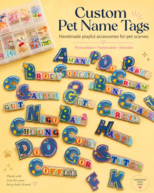Western Denim Pet Name Tag