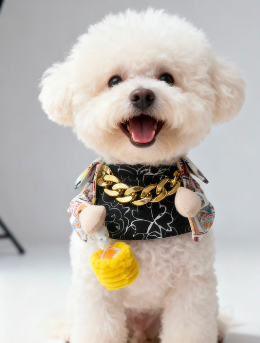 Hong Kong Retro Siu Mai Lantern Pet Scarf detail | GutsDogCom