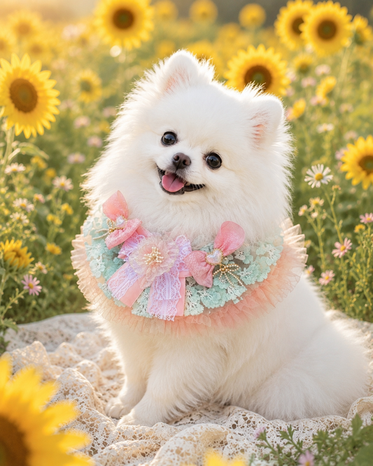 Fresh Honey Tulle Pet Scarf - Pink & Mist Green product image 2 | GutsDogCom