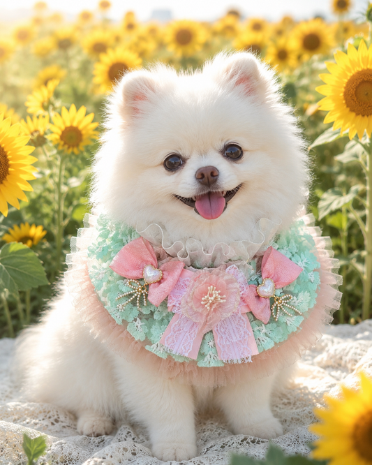 Fresh Honey Tulle Pet Scarf - Pink & Mist Green