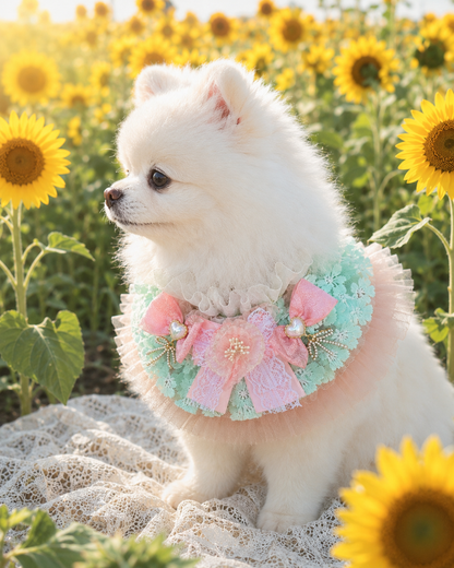 Fresh Honey Tulle Pet Scarf - Pink & Mist Green