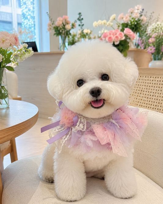 Spring Lavender Fairy floral pet scarf | GutsDogCom