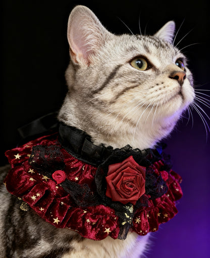 Royal Countess of Rose Scarf (With red starry fabric) 星空玫瑰伯爵夫人圍巾（酒紅色）