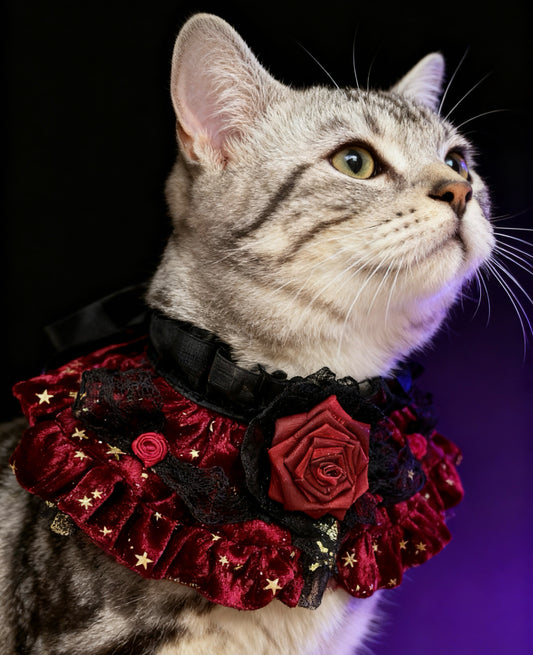 Royal Countess of Rose Scarf (With red starry fabric) 星空玫瑰伯爵夫人圍巾（酒紅色）