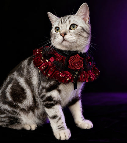 Royal Countess of Rose Scarf (With red starry fabric) 星空玫瑰伯爵夫人圍巾（酒紅色）