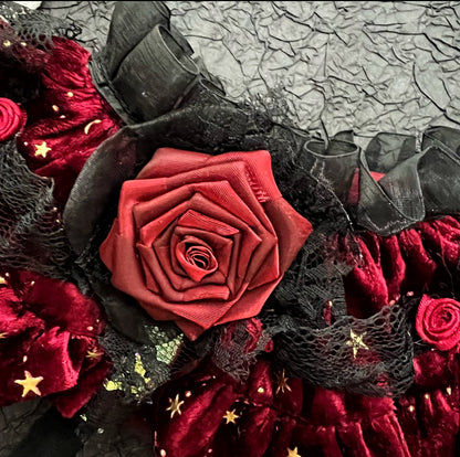 Royal Countess of Rose Scarf (With red starry fabric) 星空玫瑰伯爵夫人圍巾（酒紅色）