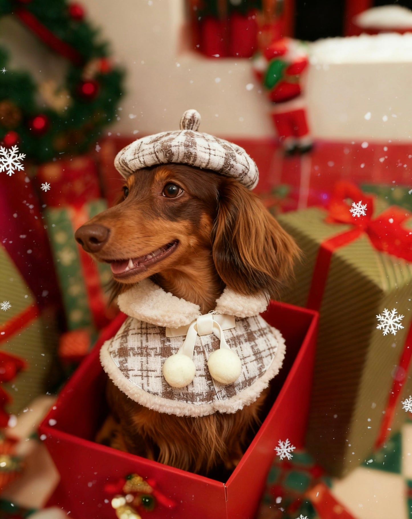 KAI0458 卡其格毛毛披肩圍巾