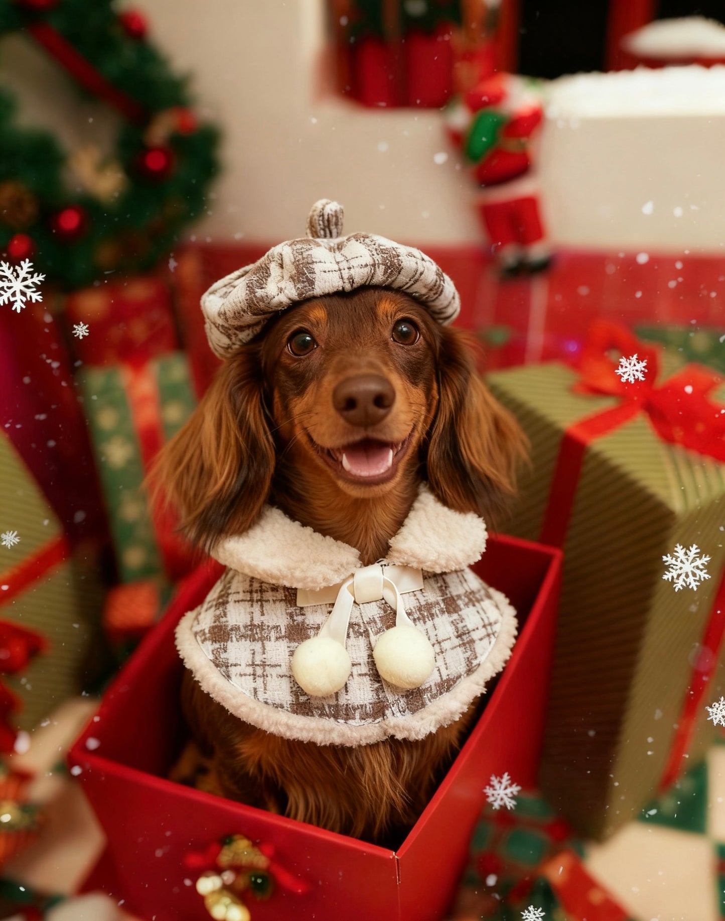 KAI0458 卡其格毛毛披肩圍巾