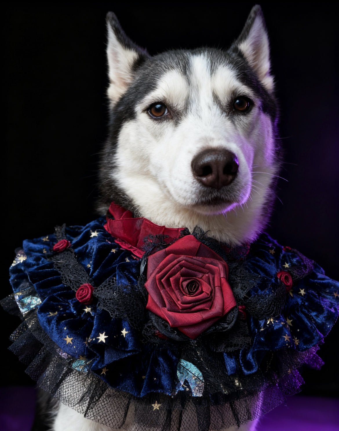Royal Countess of Rose Scarf (With dark blue starry fabric) 星空玫瑰伯爵夫人圍巾 (深藍色)