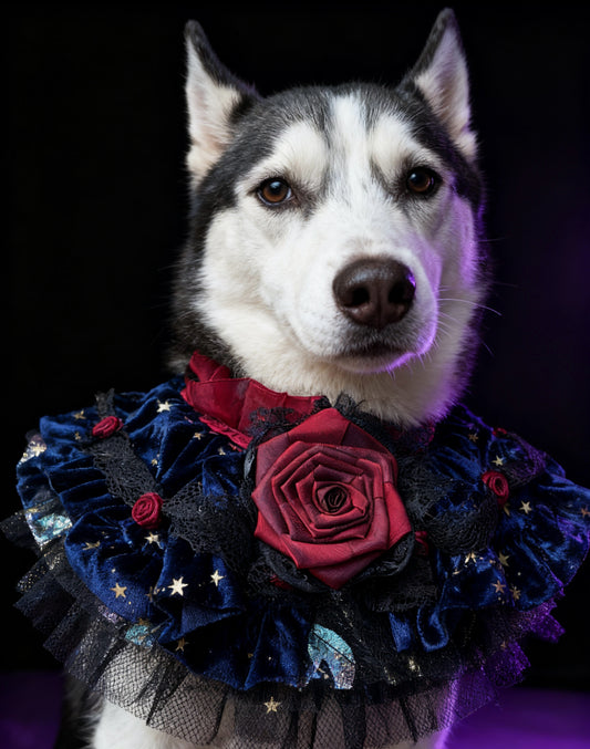 Royal Countess of Rose Scarf (Dark Blue Starry Fabric) product image 2 | GutsDogCom