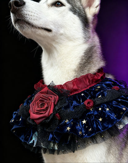 Royal Countess of Rose Scarf (With dark blue starry fabric) 星空玫瑰伯爵夫人圍巾 (深藍色)