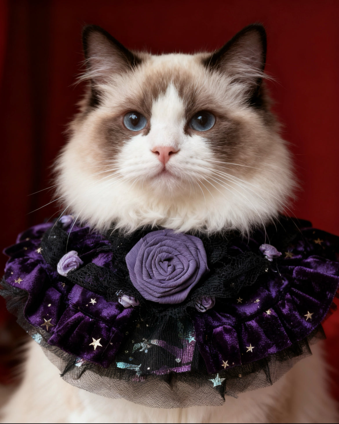 Royal Countess of Rose Scarf (With dark purple starry fabric) 星空玫瑰伯爵夫人圍巾（暗紫色）