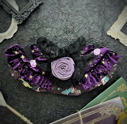 Royal Countess of Rose Scarf (With dark purple starry fabric) 星空玫瑰伯爵夫人圍巾（暗紫色）