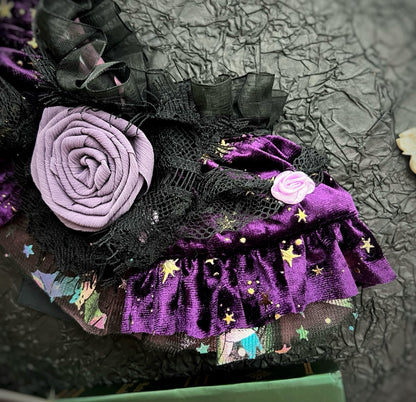 Royal Countess of Rose Scarf (With dark purple starry fabric) 星空玫瑰伯爵夫人圍巾（暗紫色）