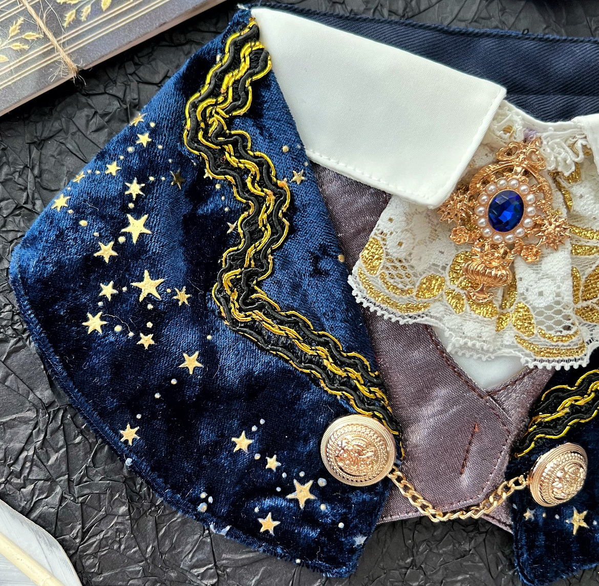Royal Earl Scarf (With blue starry fabric) 星空皇室伯爵圍巾（寶藍色）
